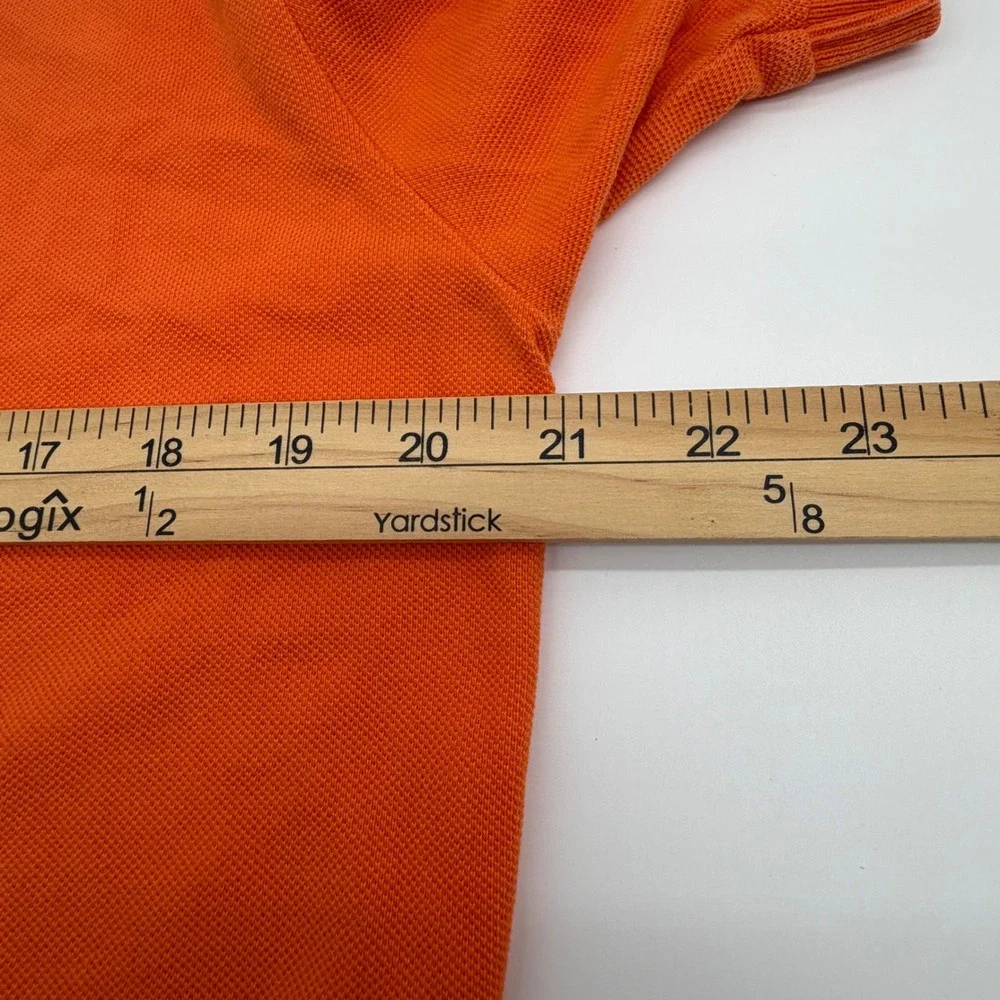 Polo Ralph‎ Lauren Mens Orange Pique Cotton Short Sleeve Polo Shirt Blue Pony M